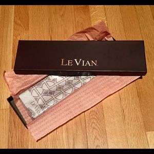 Le Vian Luxury silk scarf repeating logo design